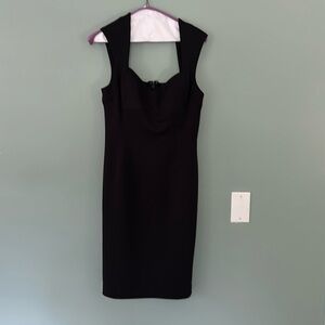 White House Black Market Black Scuba Knit Sweetheart Neckline Dress Women Size 8
